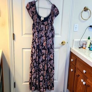 Purple floral long dress
